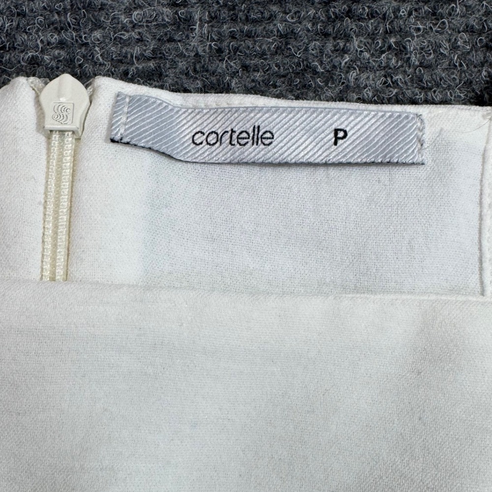 Cortelle Midi Dress White Flutter Sleeve Belted Ruffle Hem Cottagecore Chic P - Picture 4 of 5